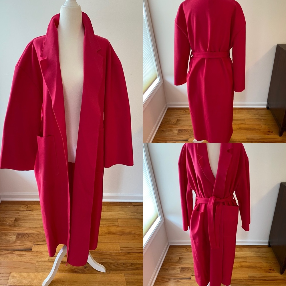 Boohoo Hot Pink Long Trench Coat